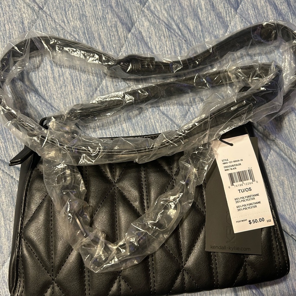 Kylie + Kendall Black Adjustable Shoulder Chain Hand Bag Polyurethane Polyester - Picture 4 of 8